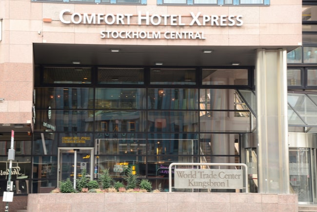 entrén till comfort hotel Xpress i Stockholm